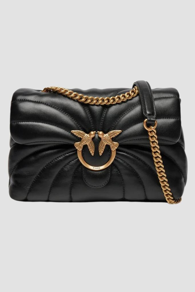 Pinko Black Leather Women's Classic Handbag Love Puff Classic