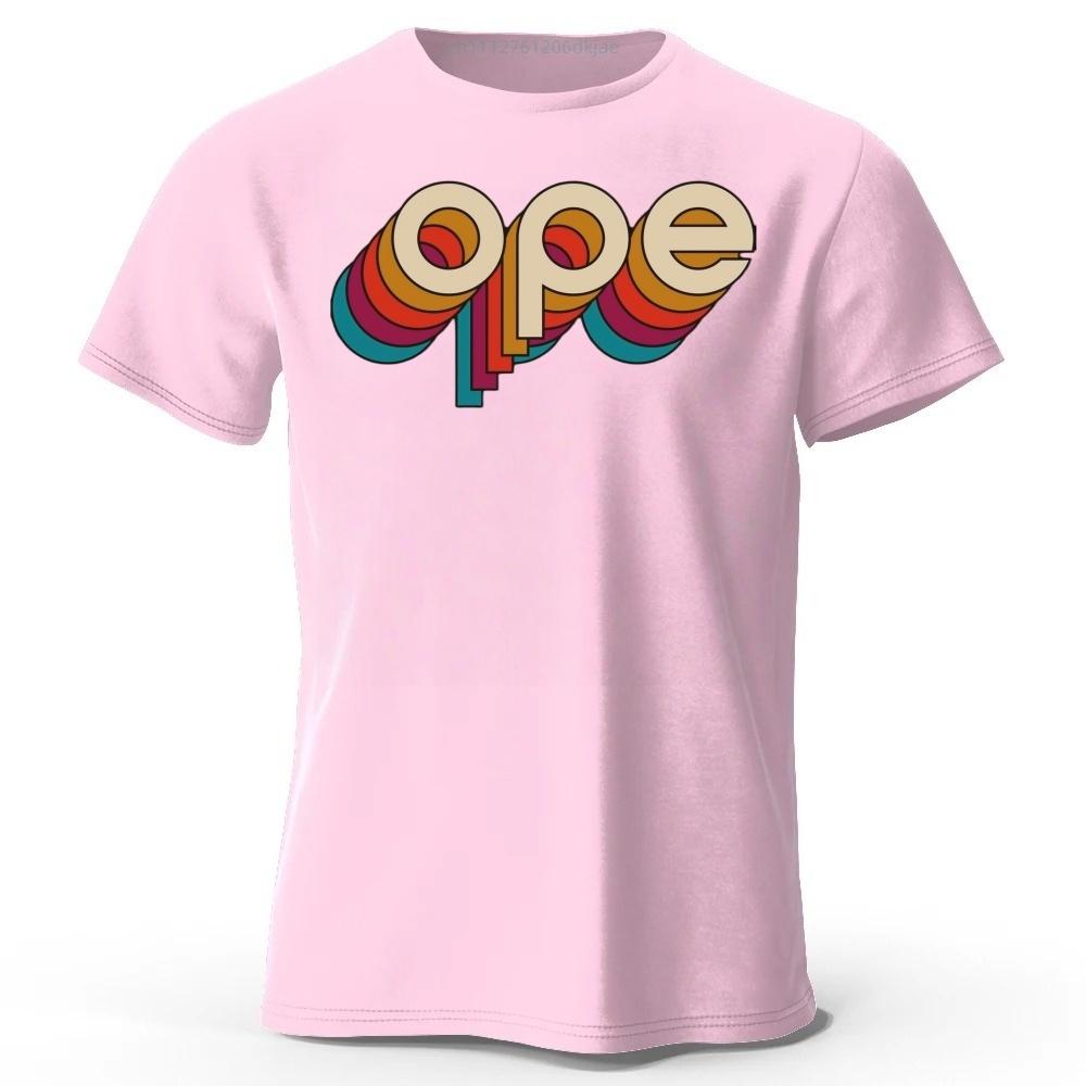 

Retro Rainbow Gradient Ope Letter Print Men s Pure Cotton Short Sleeves Comfortable Fashionable Soft Loose Sports T-shirt Top S рожевий