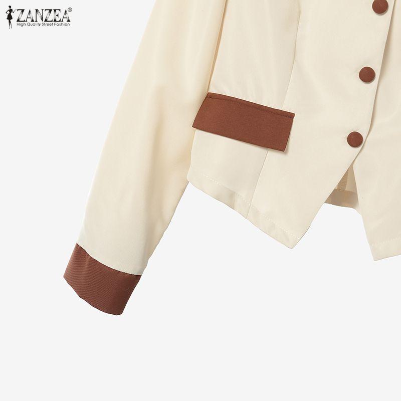 ZANZEA Women Long Sleeve Blouse and Skirts Casual Two Piece Suit Sets