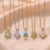 European Floral Zircon & Pearl Necklace - Elegant Flower Pendant Clavicle Chain for Women