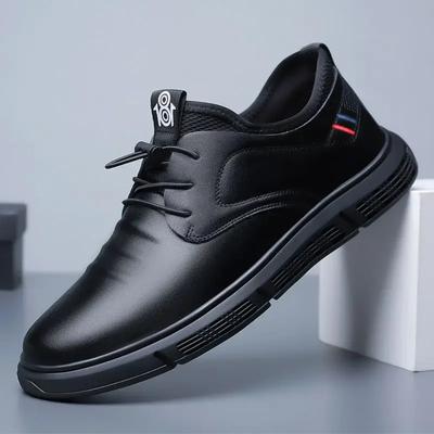 Men's Casual Shoes Leisure Business Leather Shoes Elastic Band Slip On Men Loafers Breathable Flat Sneakers Para Hombres