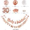 Rose Gold Thirty & Fabulous Happy 30th Birthday Banner Garland Foil Balloon 30 for Womens 30th Birthday Decorations Hanging 30 and Fabulous Cheers to