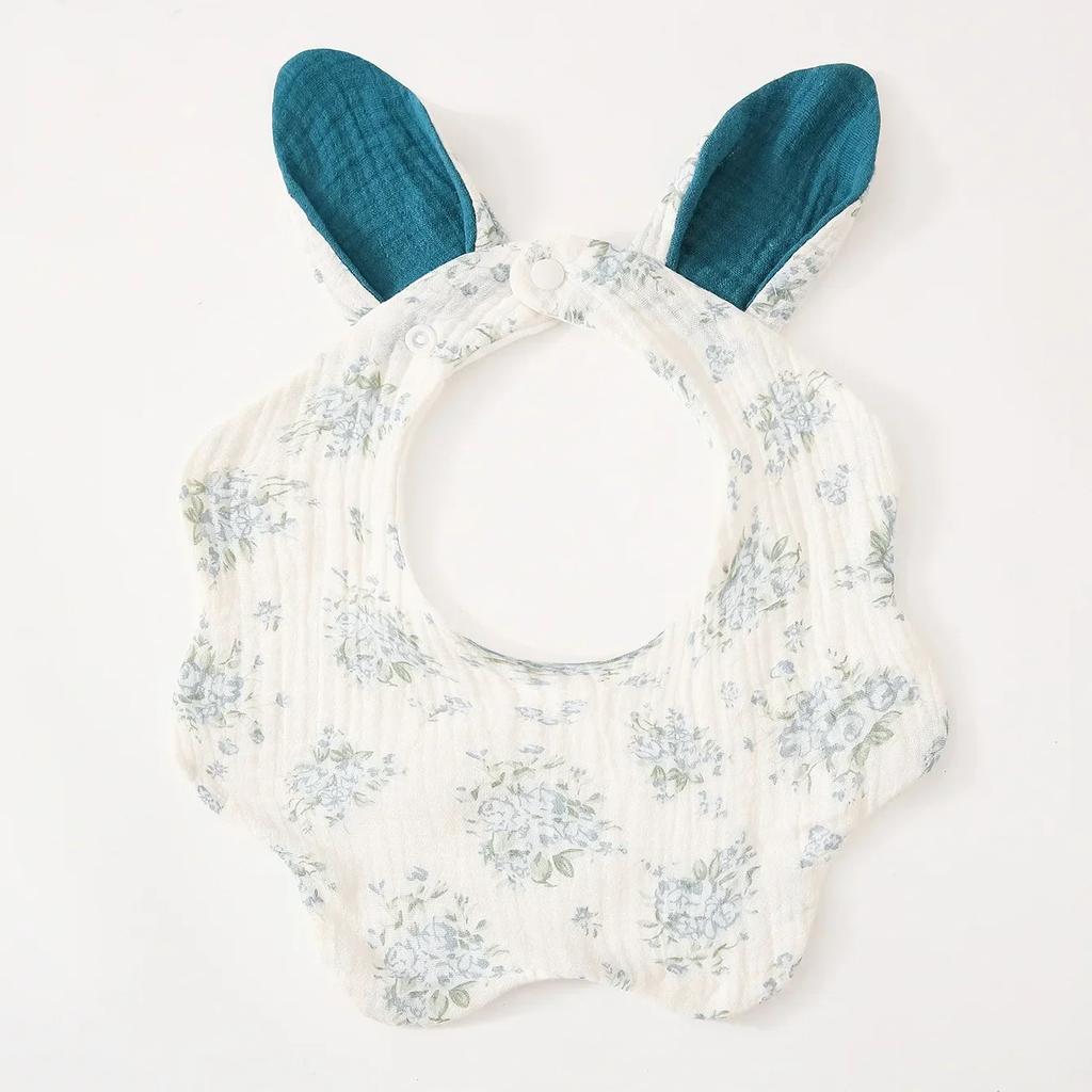 Baby Cotton Bib Cartoon Rabbit Ears Feeding Towel Water Absorbent Saliva Towel Newborns Burp Cloth for Boy Girls Accessories