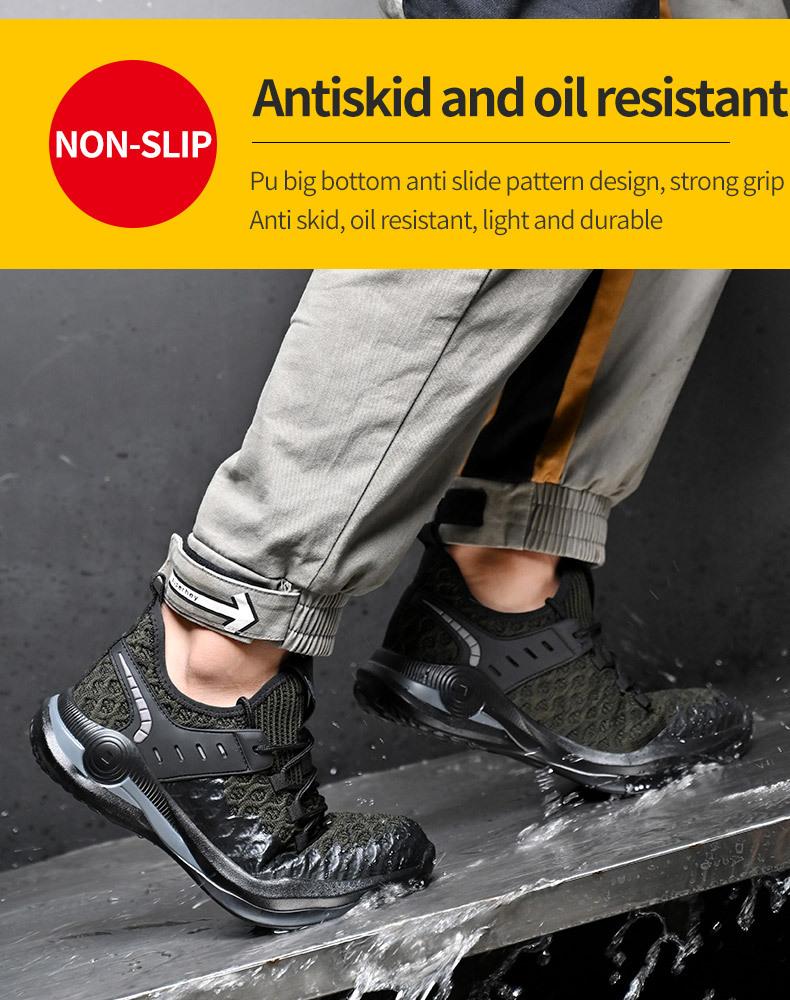 Pannensichere Arbeitsschuhe für Herren, rutschfeste Arbeitsschuhe mit Schutz, Sicherheits-Arbeits-Sneakers für Herren, leichter Arbeitsschuh