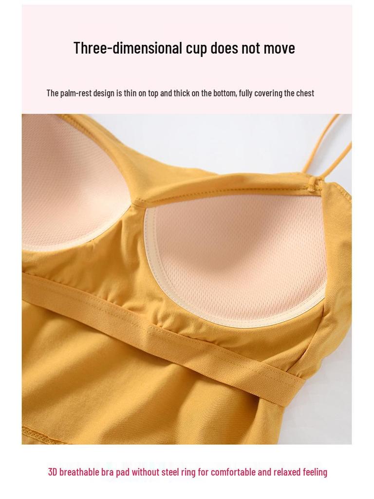 White Summer Women's Camisole with Built-in Bra and Beautiful Back Design