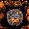 Durable Halloween Porch Decoration Pumpkin Pendant with Hanging Chain Waterproof Acrylic Welcome Front Door Sign for Window Wall Indoor Outdoor