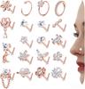 Multi-Style 316 Stainless Steel Diamond-Inlaid Flower Butterfly Heart Nose Stud Set Unisex Body Jewelry