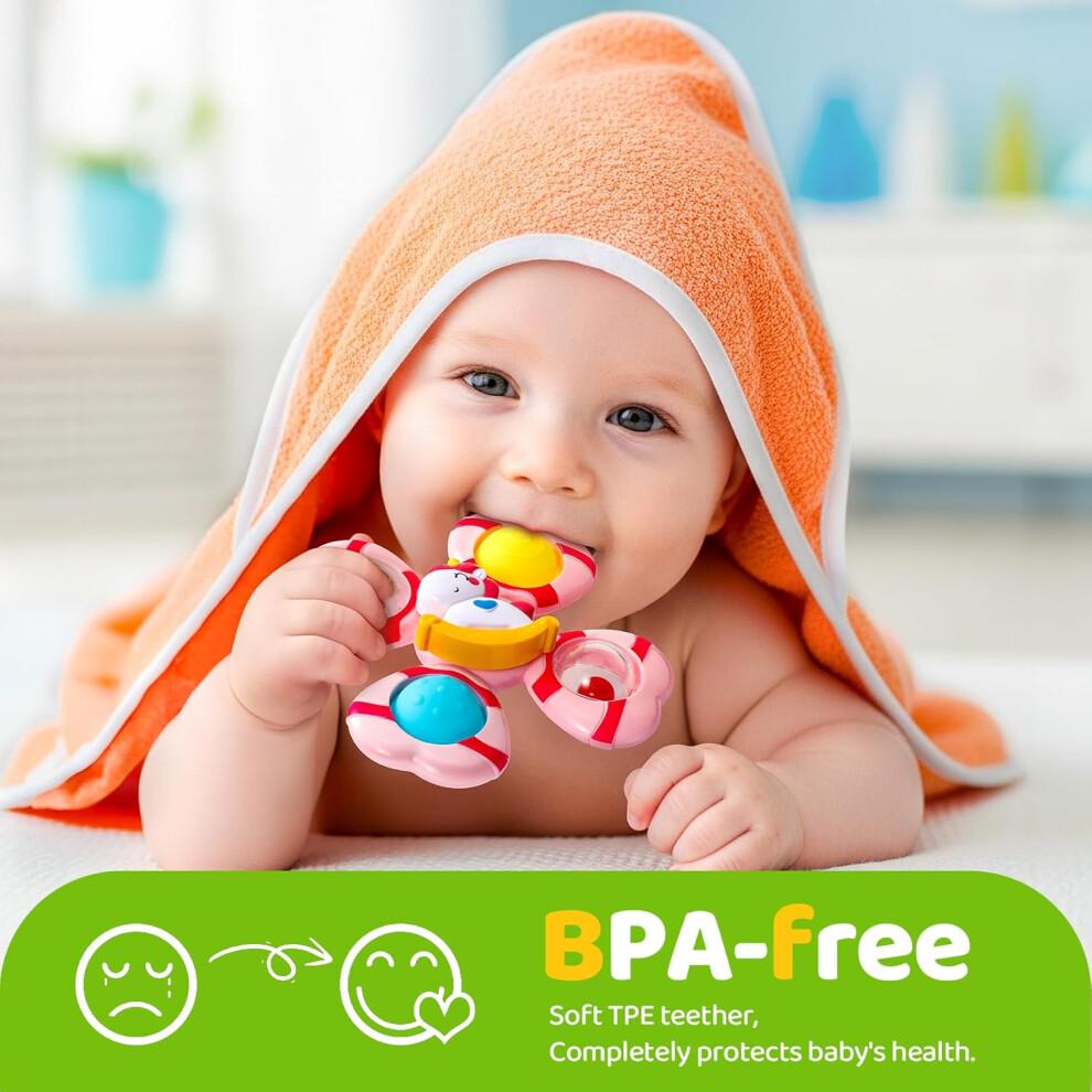 Spinners for Babies Suction Cup Spinner Toy Rotating Crystal Bell Unicorn Bath Toy Silicone Bubbles 1 Years