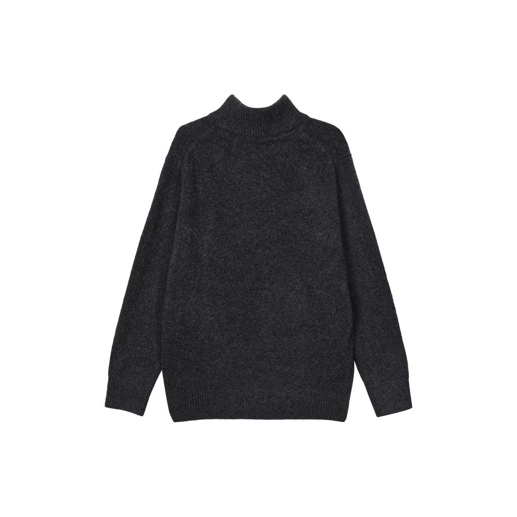 UNIQLO Solid Color Pullover Long Sleeve Half High Neck Knit Sweater Men sweater Dark-Gray 460948-08