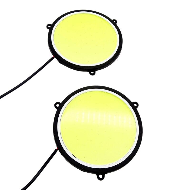 1 pereche de lumini de zi DRL pentru mașină, formă rotundă, cu LED alb, lumini rezistente la apă, 12 V DC 90 mm, lămpi de rulare