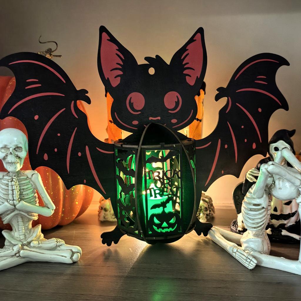 Creative Halloween Wooden Hollowed-out With Lights, Pendants, Display Stands, And Small Night Lights.