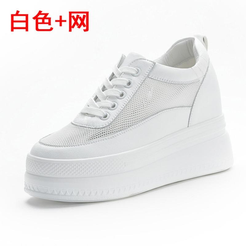 Trend autumn new muffin breathable inner height increase women's shoes mesh white shoes casual sports shoes