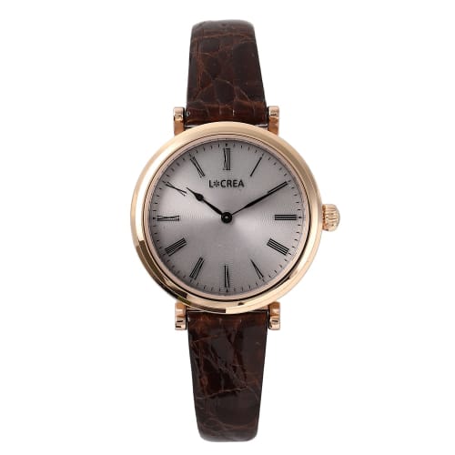 

LCREA ASSIETTE Women s Solar Watch, Made in Japan, Pink Gold with Genuine Crocodile Leather Strap, LC2102-PGCBR