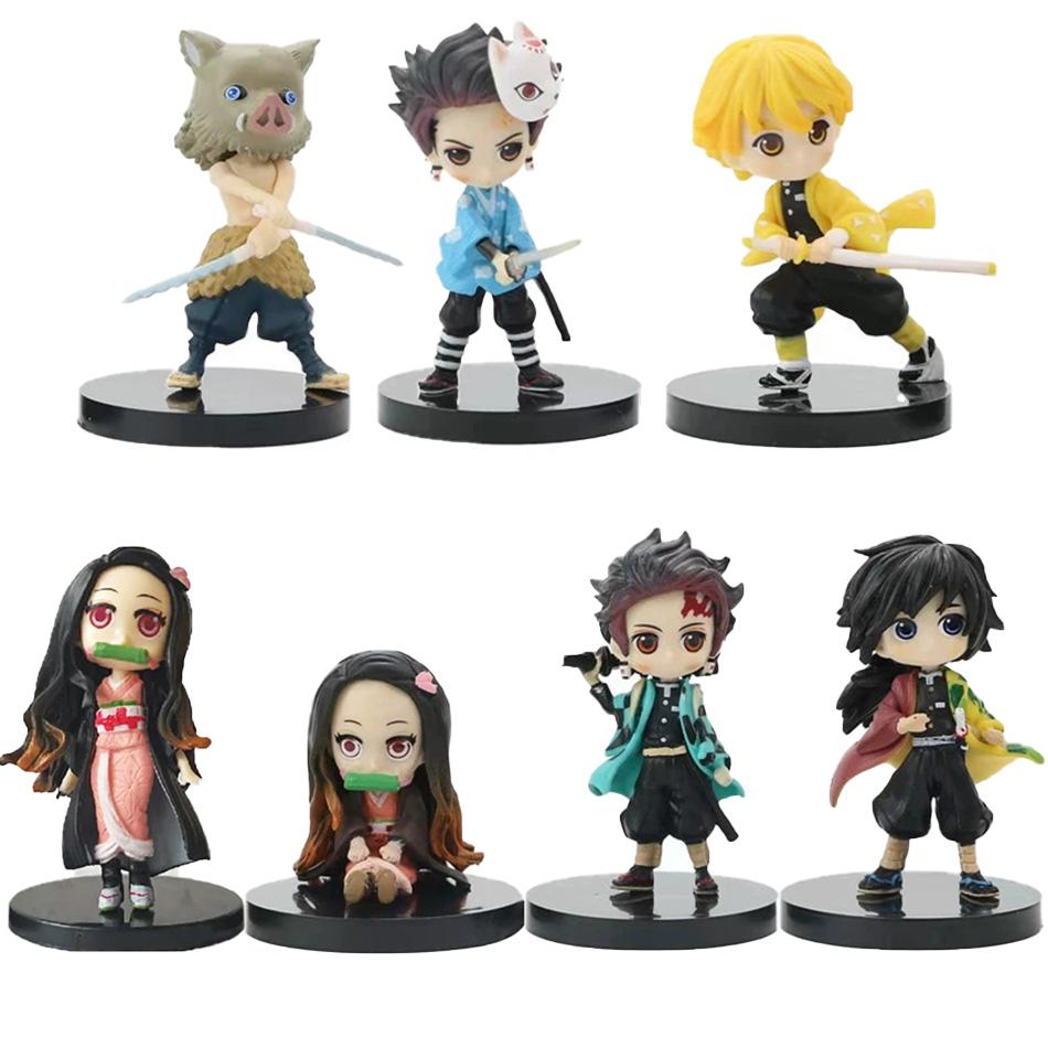 Q Posket Figur Dämonentöter Mini-Figur 6 Stück/12 Stück/Sets Kimetsu No Yaiba Kleine PVC-Puppen Schreibtischdekoration