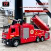 Novo Caminhão de Bombeiros de Liga de Metal Brinquedo Tamanho Grande para Meninos Função de Jato de Água e Exaustão de Fumaça Modelo de Veículo de Resgate com Escada para Crianças Puxar para Trás