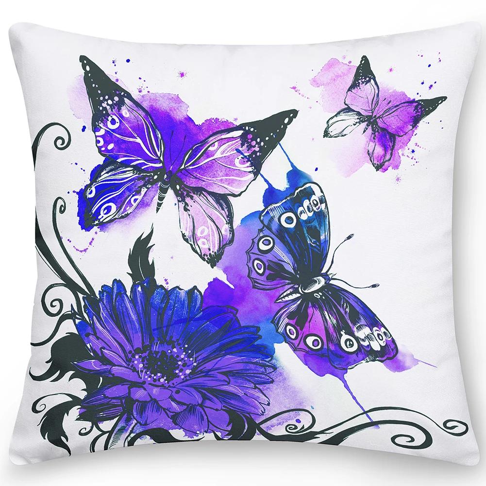 

Двусторонняя наволочка с цветочным узором, квадратная подушка-бабочка, украшение для дивана 50x50cm