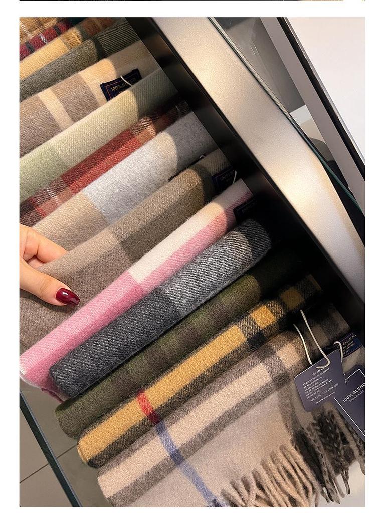 2024 British Red Plaid Imitation Cashmere Scarf: Warm Winter Gift Neck Shawl