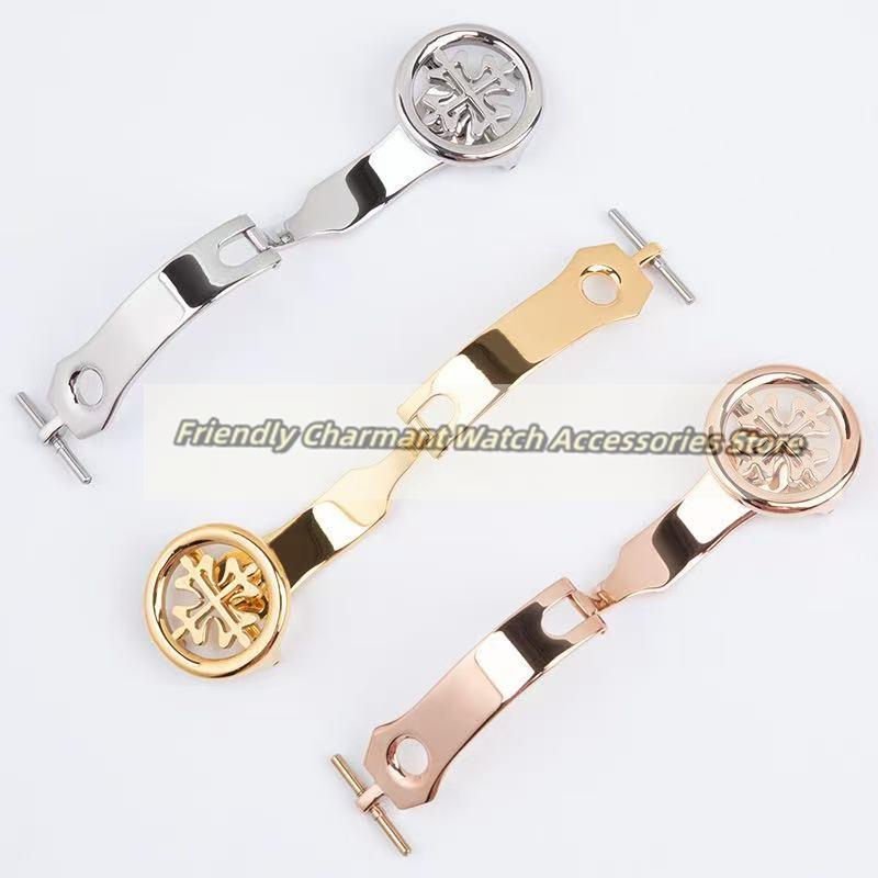Neue Silber Gold 316L Edelstahl Faltschließe mit Dornschließe 16mm 18mm Schraubverschluss Passend für Patek Philippe Uhrenarmband