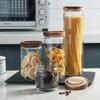 Wooden Lid Airtight Canisters Clear Kitchen Container Multi-Use Tea Storage Holder  Sugar