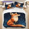 Fox Pattern Bedding Quilt Set Quilt Cover Pillowcase Home Decoration Birthday Gift (1 * duvet cover + 2 * pillowcase, without core)