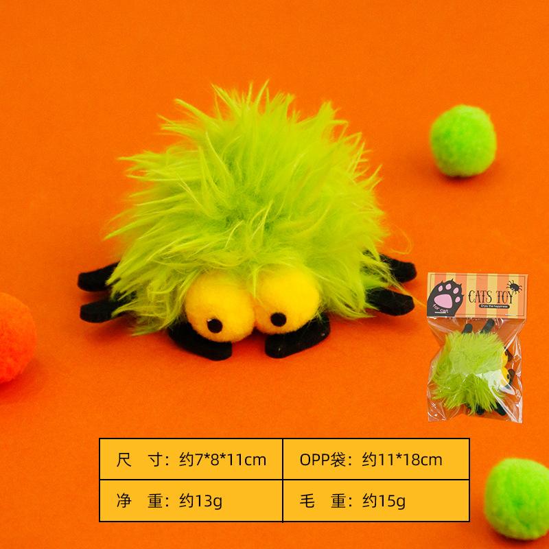

Halloween Catnip Toys That Can t Be Easily Bitten Funny Cat Pet Supplie Plush Long Haired Spiders with Bells Interactive Cat Toy зелений