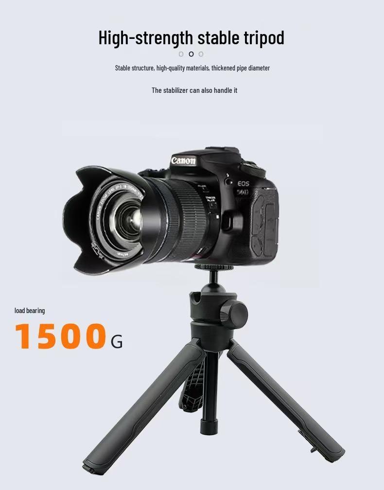 Compact Folding Vlog Selfie Tripod with Telescopic Extension and Handheld/Desktop Options