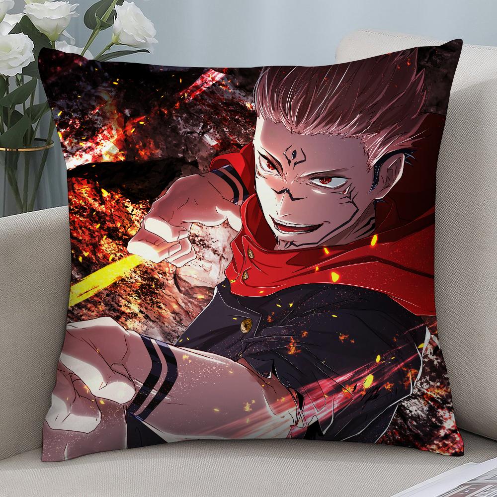 J-Jujutsu Kaisen Ryomen Sukunas Pillow Case Short Plush Pillow Covers Sofa Decor Gift Home Double-Sided Printing Cushion Cover