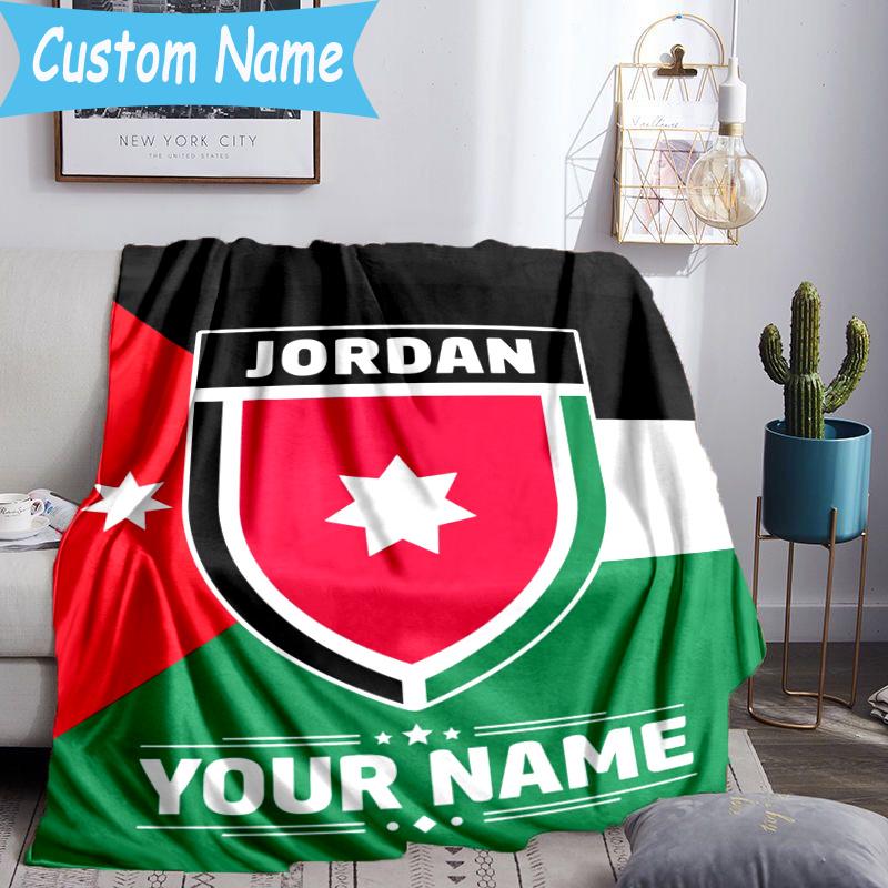 Custom Name Jordanian football Blanket Flannel Blanket for Camping, Hiking, Garden Parties, Picnic Essentials,gift for family and friend