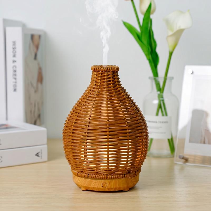 Chestnut Hollow Rattan Vase-Shaped Smart Ultrasonic Humidifier & Aroma Diffuser