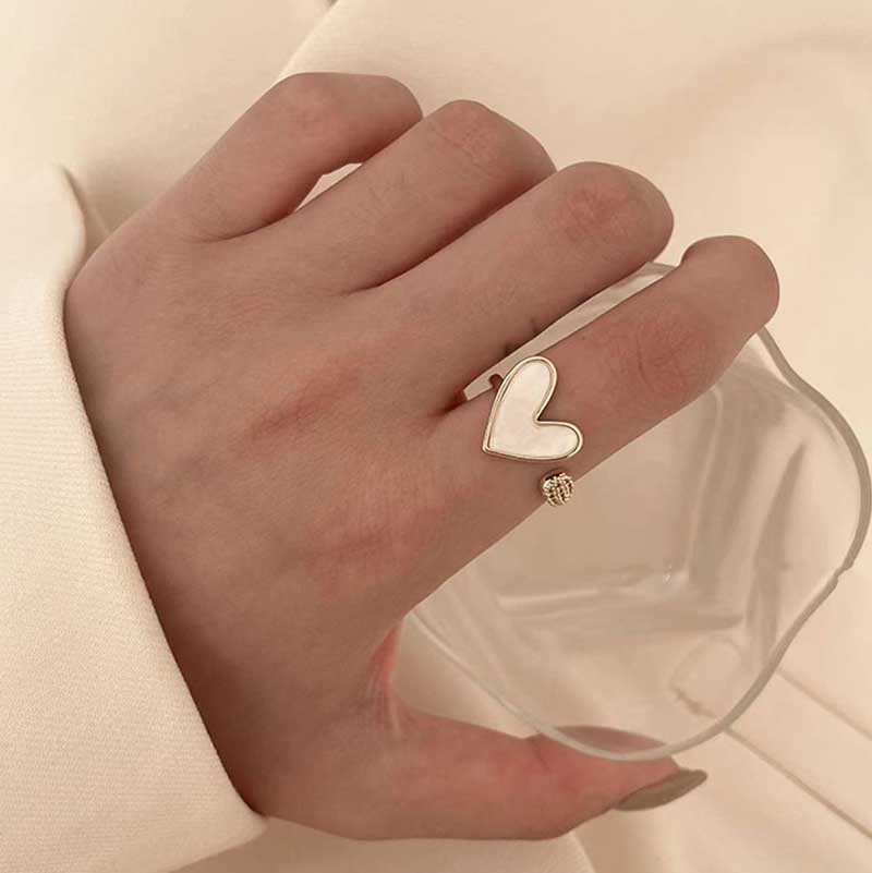 Fashion Cute Shell Irregular Rings For Women Girls Elegant Temperamental Gold Color Zircon Open Adjustable Ring Jewelry