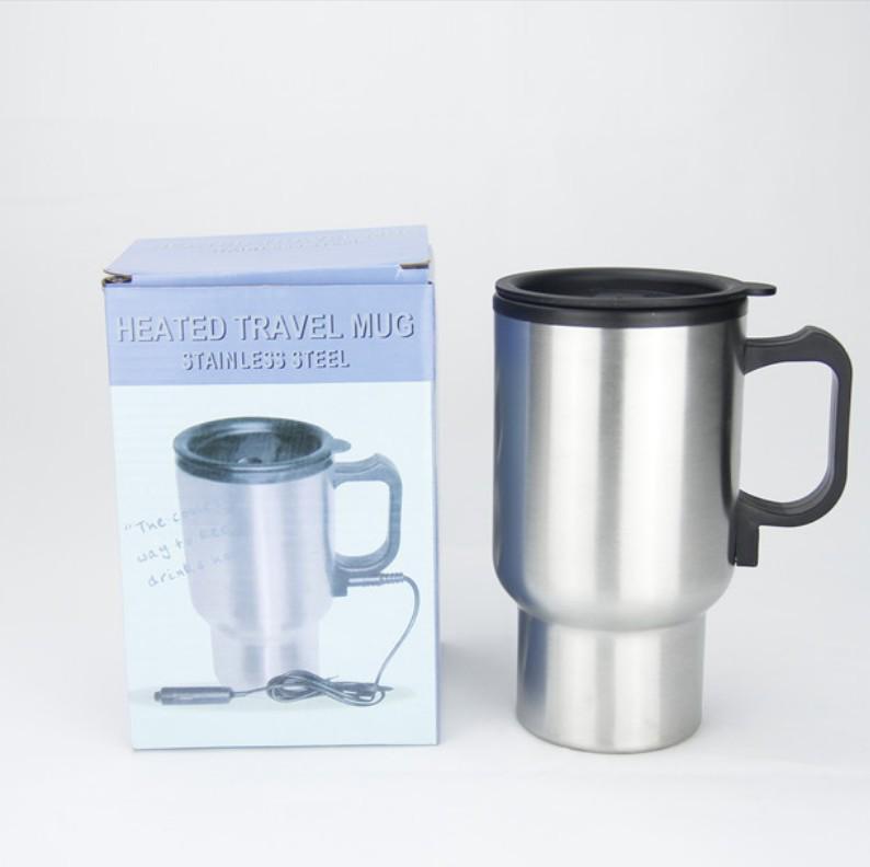 

12V Car Thermos: Plastic Interior, Steel Exterior, Heating and Boiling Cup, Stainless Steel Car Water Boiler.