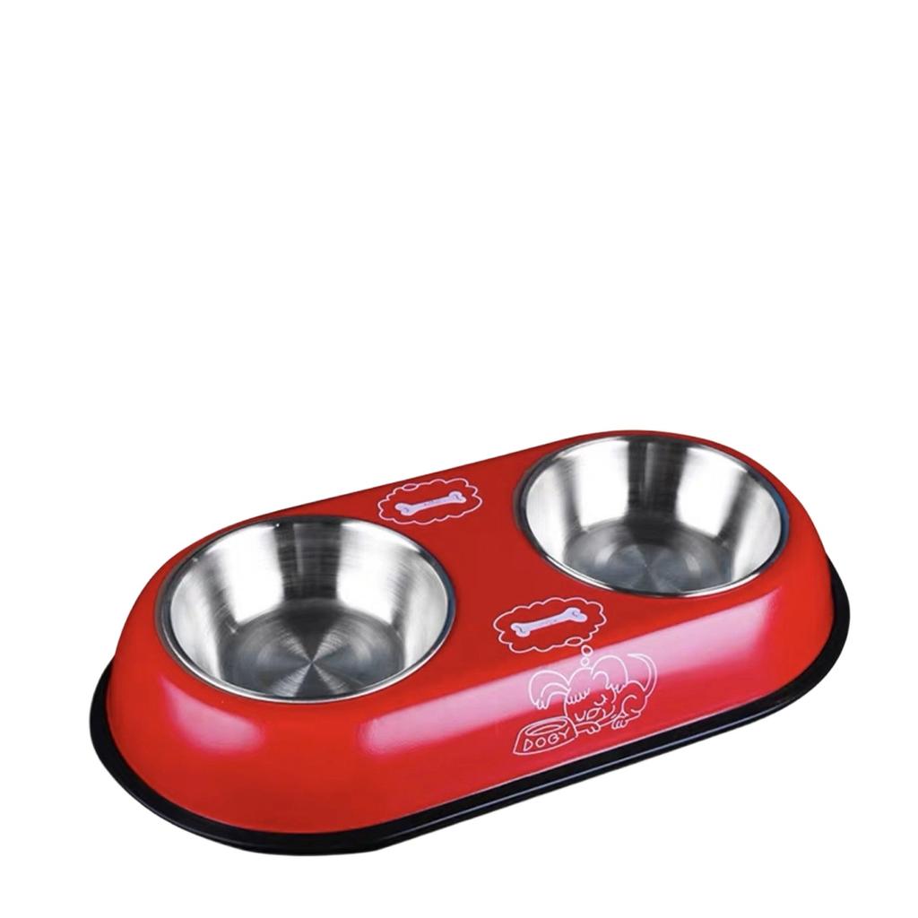 Master Pet Supply Double Dog Bowls Set with Elevated Base and 2 (8 Oz) Stainless Steel Removable Dishes (Glacier Blue)