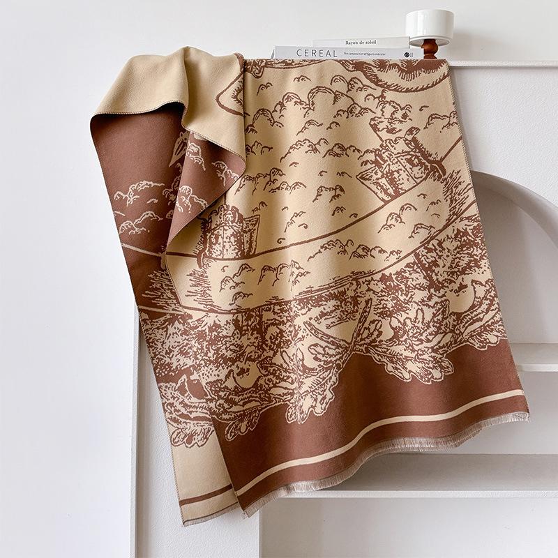 

Теплый кисточный боевой конь взрыв длинное полотенце путешествие на улице с женской накидкой для защиты от холода и ветра 180 хаки