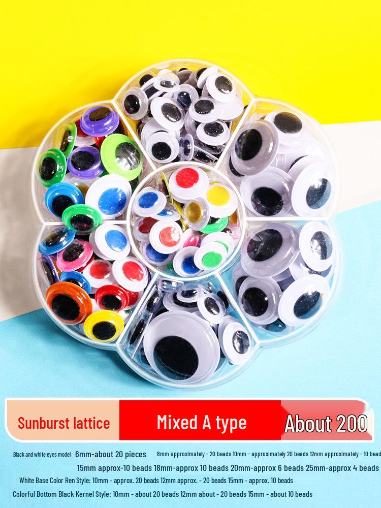 Kids' DIY Colored Eye Stickers for Crafting: Animal-Themed Black and White Eyeballs