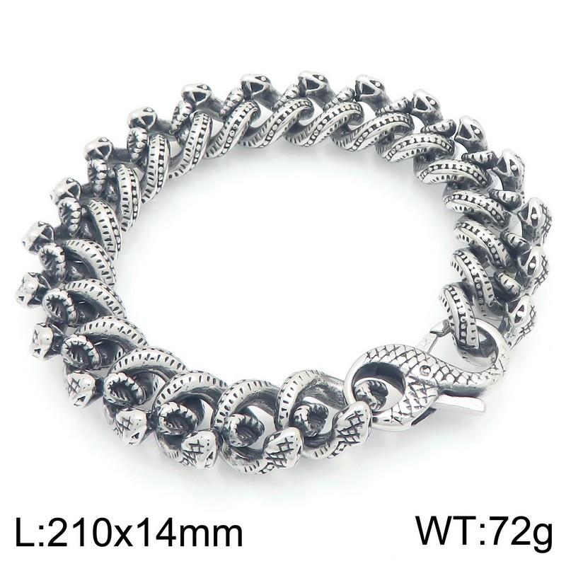 KALEN Punk Jewelry Fashion Men Stainless Steel Viper Snakes Links Bracelet Bangle 23cm&Punk