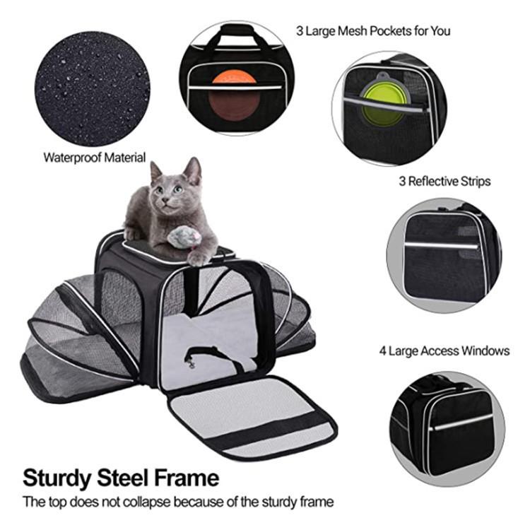 Airline Approved Reflective Soft Sided Mesh Pet Dog Carrier Breathable Foldable Travel Bag Outdoor Backpack