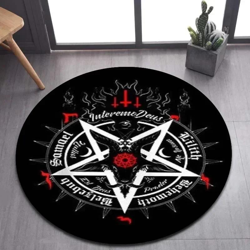 Viking Valknut Yggdrasil Tree of Life Round Area Rug,Carpet Rug for Living Room Bedroom Sofa Playroom Decor,Non-slip Floor Mat