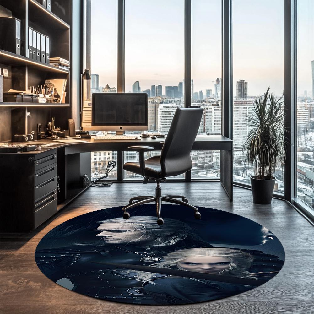 The Witcher Printed Round Rug Carpet Chair Rug Area Rug Entryway Doormats,for Office Chair Living Room Bedroom Kitchen Room.