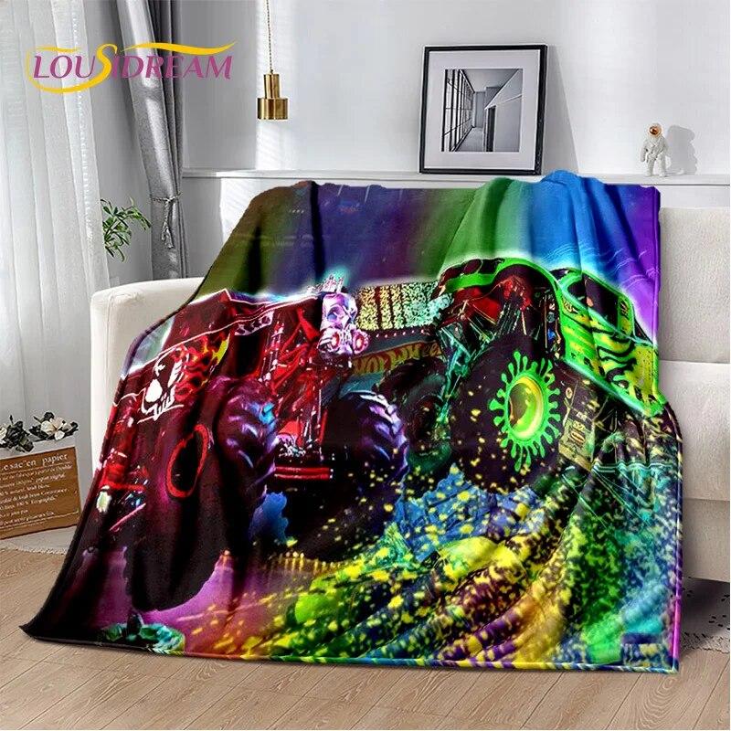 Cartoon Monster Jam 3D Monster Truck Blanket,Soft Throw Blanket for Home Bedroom Bed Sofa Picnic Travel Office Cover Blanket Kid