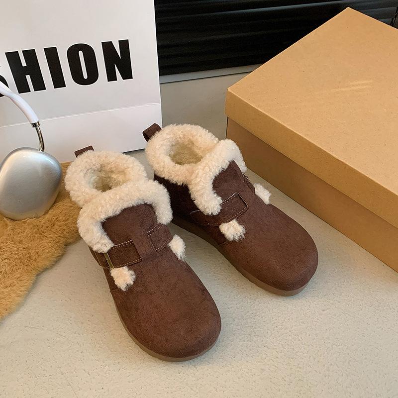 

Женские теплые зимние ботинки, повседневные короткие ботинки из искусственной замши с подкладкой из искусственного меха, нескользящие, удобные зимние ботинки с флисовой подкладкой, прогулочные ботинки для женщин 40 коричневый