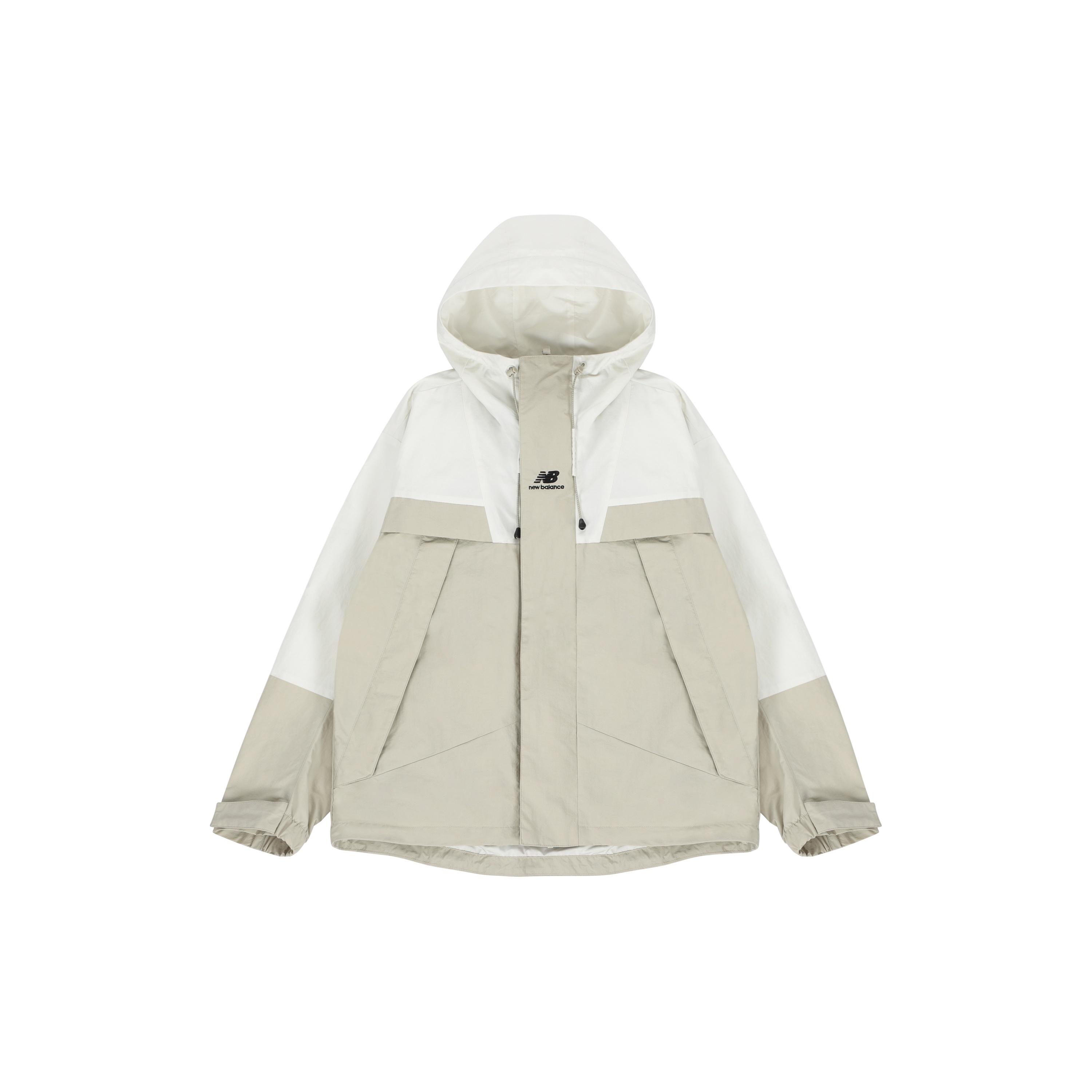 New Balance Logo Embroidered Colorblock Hooded Jacket Couple Style White Unisex 5AC14103-BEI XXL