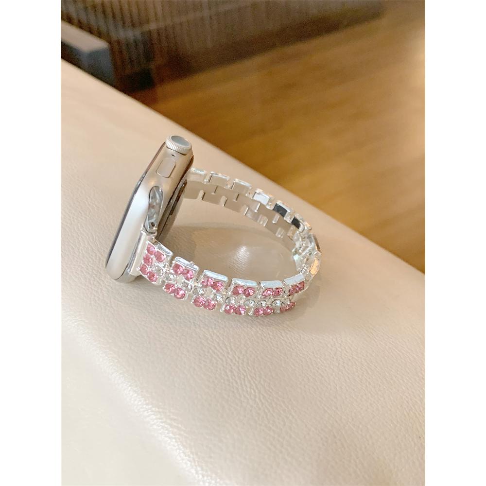 Stop Kwadratowy Kryształ Cukru Diamentowy Błyszczący Bransoletka Pasek do Zegarka dla Apple Watch Kobiety 40/41/38/42/44/45/46/49mm dla iWatch S11/10/9/8/7/6