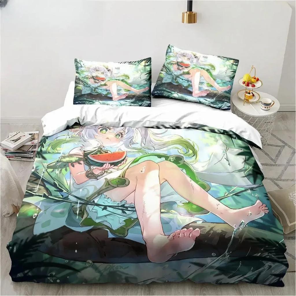 Genshin Impact Nahida Kawaii Cute Comfortable Duvet Quilt Cover Pillowcase Bedding Set Children Bedroom Decoration Home Textile