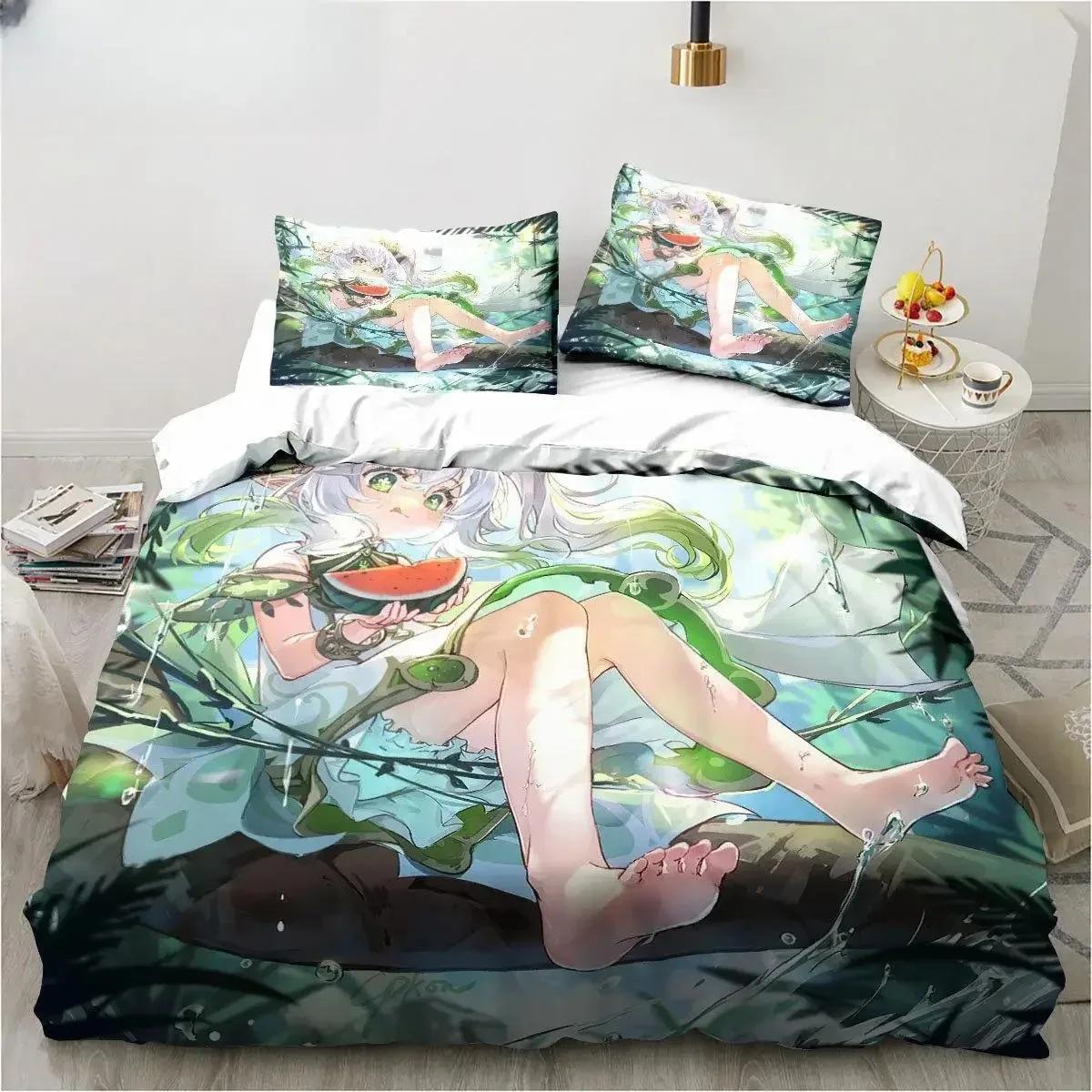 

Genshin Impact Nahida Kawaii Cute Comfortable Duvet Quilt Cover Pillowcase Bedding Set Children Bedroom Decoration Home Textile 70x133cm