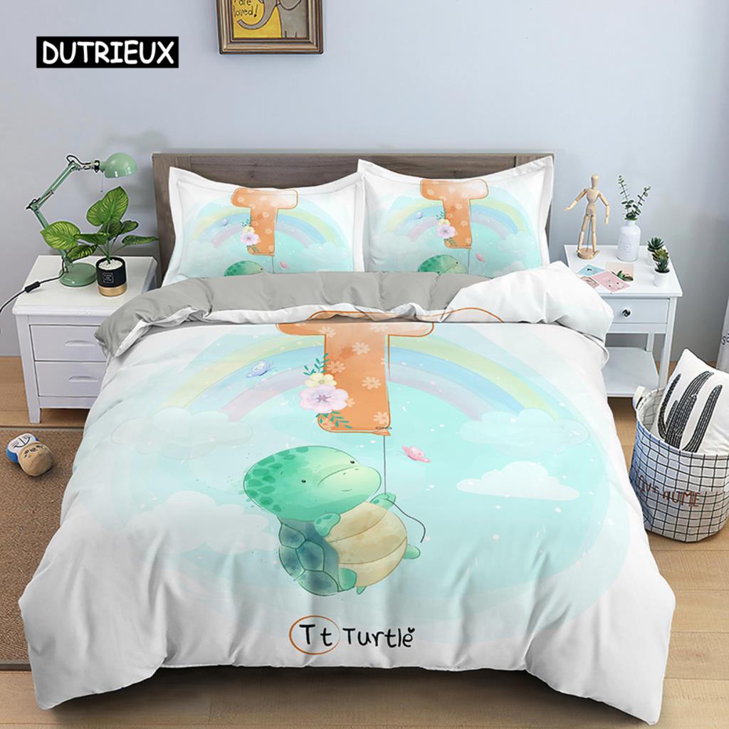 

Мультяшный комплект пододеяльника с животными Микрофибра Буквенный узор с животными Покрывало Кинг Квин Полуторный размер Постельное белье 2/3 шт. Комплект постельного белья EU single(135x200cm)