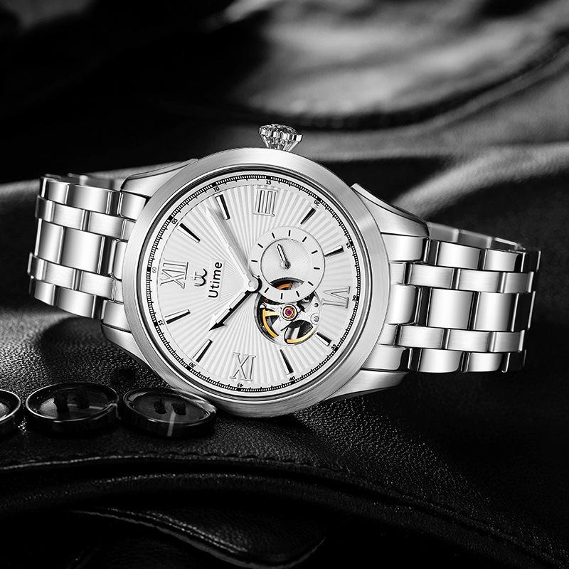 Utime High-End Mechanical Watch Men'S Fully Automatic Mechanical Watch Fashion Trend Solid Steel Strap Waterproof Watch