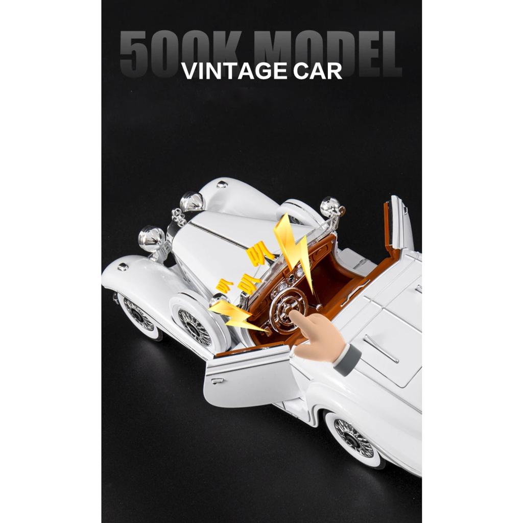 1/18 Mercedes-Benz 500K 1936 Alloy Die Cast Toy Car Model Sound and Light Children's Toy Collectibles Birthday gift