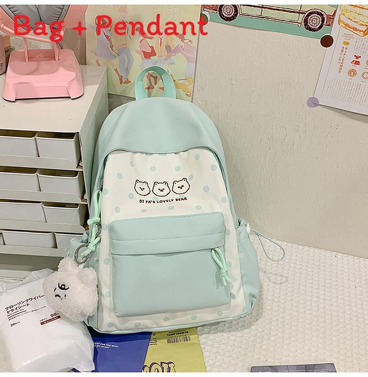 Girls Large Capacity Color Block Student Backpack With Nylon And Ergonomic Straps