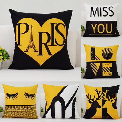 Fashion Yellow Letters Throw Pillow Cover Art Life Home Decoration Living Room Sofa Office Seat Lumbar Cushion