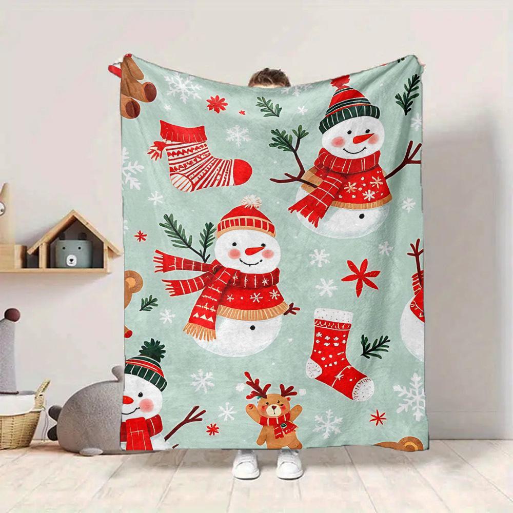 1pc Snowman Blanket Warm, Cozy, And Soft, Suitable for Sofas, Beds, Cars, And Office Use.Perfect for Camping And Travel, Making It a Great Gift for An